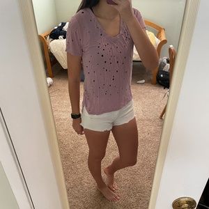 Distressed Purple V-neck